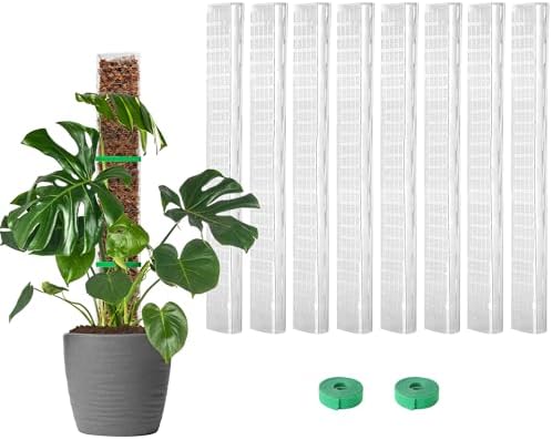 EOX Plastic Moss Pole for Monstera and Climbing Plants, 24-Inch, 8-Pack
