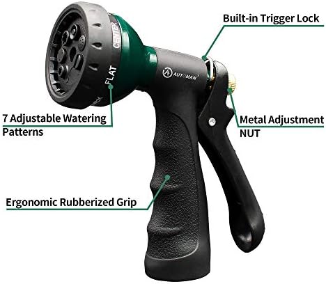 AUTOMAN Garden Hose Nozzle, Metal Water Spray Nozzle
