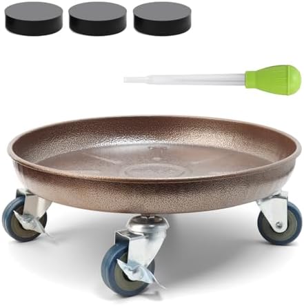 1 Pack 12.2 Inch Metal Plant Caddy, Copper