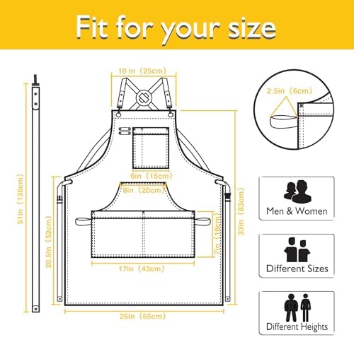 Kitchen Apron, Work Apron, Canvas Apron, Yellow