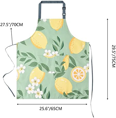 2 Pack Floral Apron for Women with Pockets, Adjustable Cotton Chef Aprons for Kitchen, Cooking, BBQ & Grill