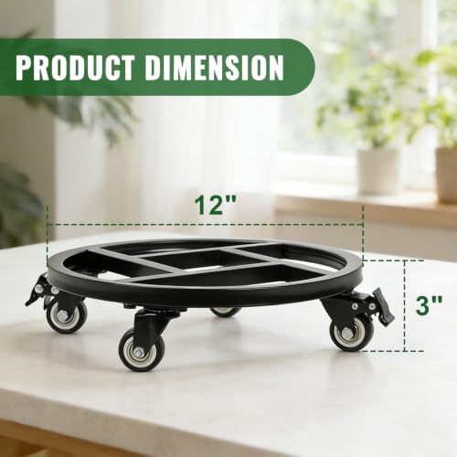 Plant Caddy with Wheels 2Pcs 12IN Heavy Duty Rolling Plant Caddy