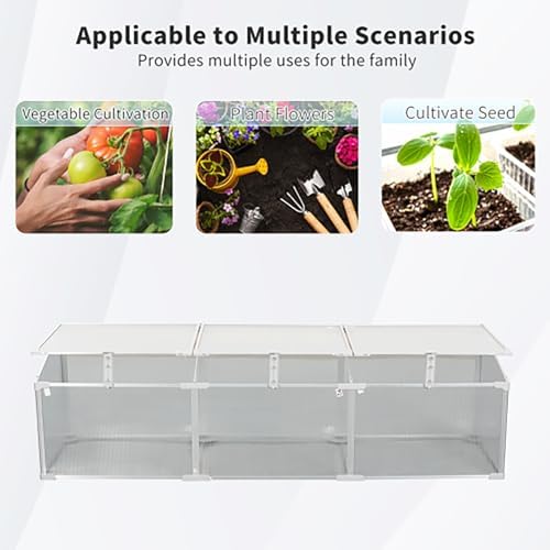 Polycarbonate Greenhouse for Outdoors, Mini Cold Frame Plant Shelter, with Openable Roof, Sturdy Aluminum Frame, Translucent Panels for Balcony, Patio, Garden Herbs