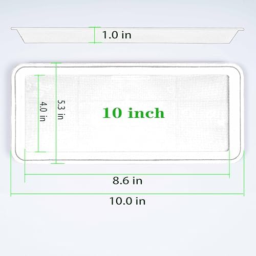 VUWEZ 2 Pack Plastic Plant Saucer, Rectangular, Indoors Outdoor, Water Drip Tray for Flower Pot, Windowsill (5.5 x 10 Inch, Clear)
