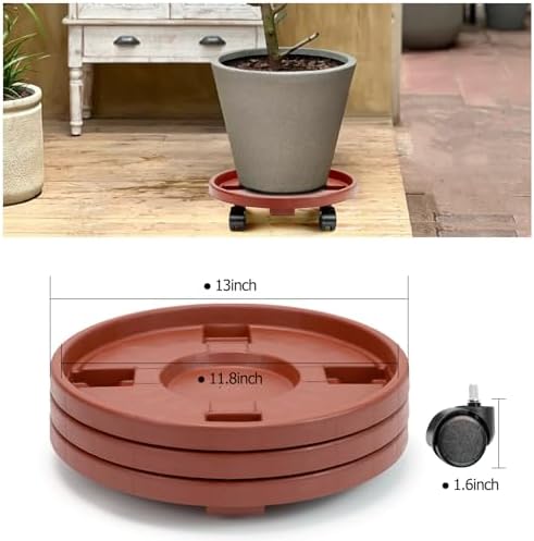 Plant Caddy with Wheels, 13 inch Rolling Plant Stands, 3 Pack