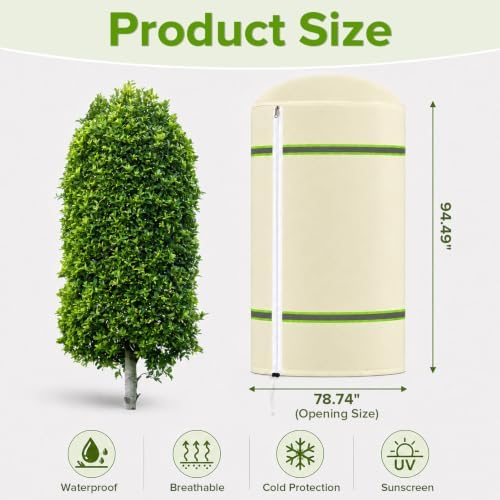2 Pack Plant Covers Freeze Protection with Reflective Strip, 94" x79" Beige
