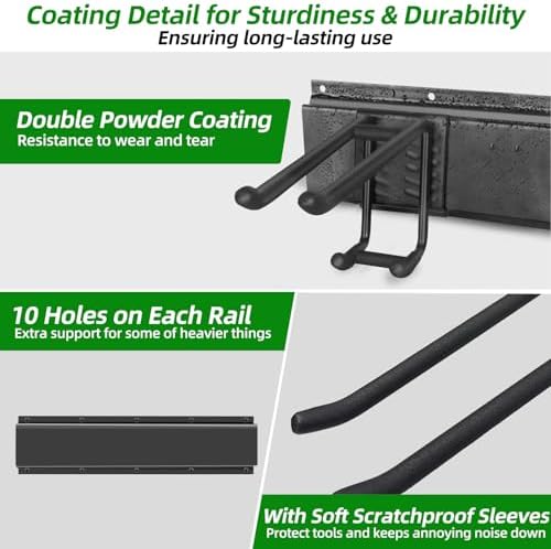 Garage Wall Organizer, 96 in Garden Tool Organizer with 12 Adjustable Hooks