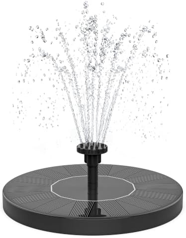 Solar Fountain, 1.5W Solar Bird Bath Fountains Pump Floating Solar Powered Water Fountain with 6 Nozzles and Fixer, Solar Fountain for Bird Bath, Outdoors, Garden, Pond, Pool