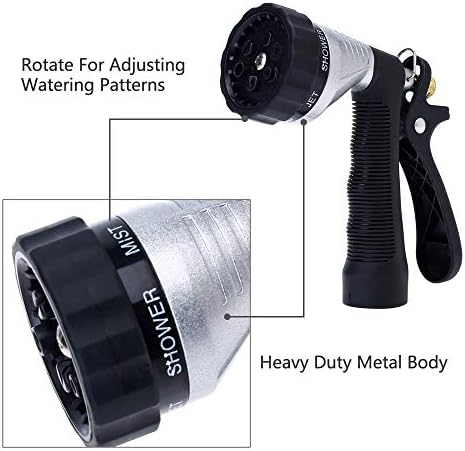 Water Hose Nozzle Spray Nozzle, Metal Garden Hose Nozzle with Adjustable Spray Patterns, Perfect for Watering Plants, Washing Cars and Showering Pets