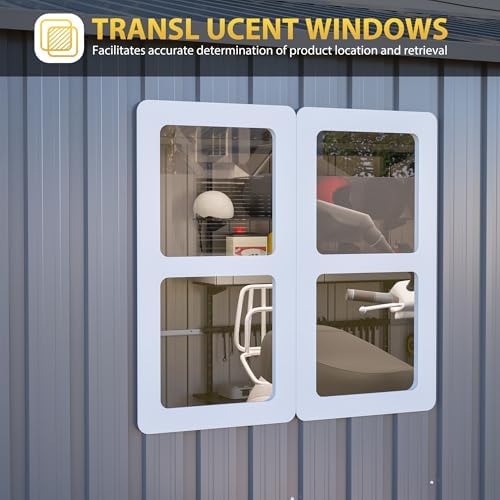 YOPTO 12x10 FT Outdoor Storage Shed, Large Metal Garden Tool Shed with Updated Frame Structure,Lockable Doors and Window,Ideal for Backyard Garden Patio Lawn, Grey
