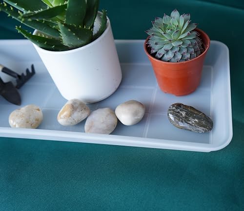 VUWEZ 2 Pack of Plastic Plant Tray Saucer Rectangular 16 inch, Plant Trays Saucers for Indoors Outdoor, Plant Water Drip Tray for Flower Pot Planter, Windowsill Plant Tray (7.0 X 16.1'', Clear)