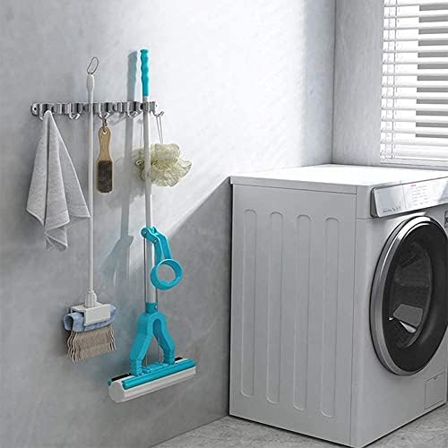 Broom Mop Holder Wall Mount Tool Hanger Organizer (4 Racks 5 Hooks)