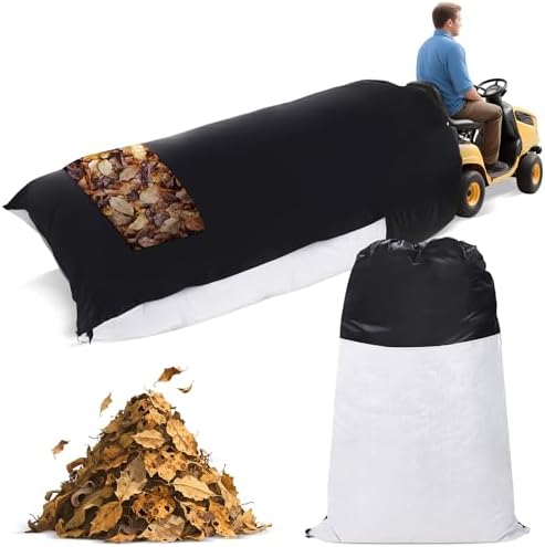 Upgrated 92.5''x53.2'' Large Lawn Tractor Leaf Bag Stitched with Tarp