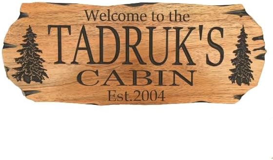 Personalized Cabin Sign Outdoor Wood Sign Welcome Sign Rustic Decor Custom Wood Sign