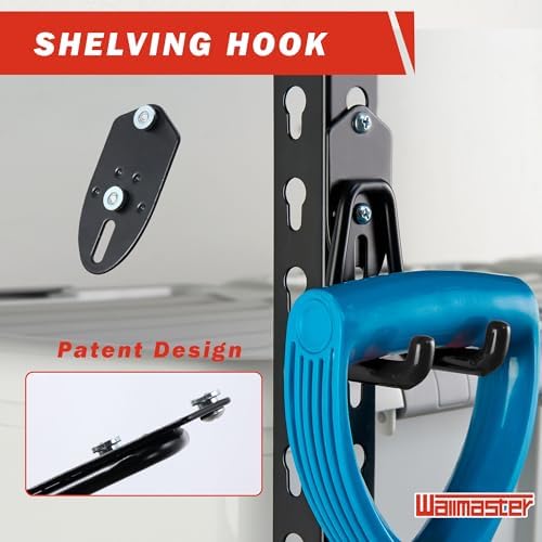 Wallmaster Garage Hooks Organizer Kit, 12 Pack Adjustable Shelving Hooks