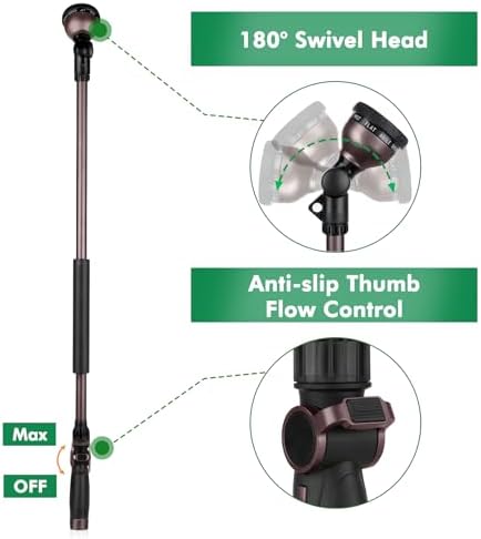 RESTMO 36” Watering Wand for Garden Hose, Heavy Duty Hose Sprayer Nozzle