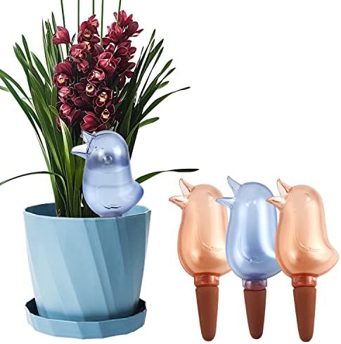 4 Pack Self Watering Spikes, Indoor Plant Watering Globes, Bird Shape Automatic Irrigation Spikes,Plant Watering Devices (Red&Blue)