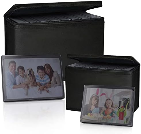 Barhon Photo Storage Boxes Set - 8 Pack 4x6 and 8 Pack 5x7, Photos Case Containers with Bag, Multi-Sized Seed Organizer with Handle for Stickers (Black)