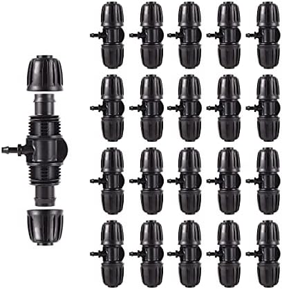 20 Pcs Barbed Tee 1/2 Inch to 1/4 Inch Irrigation Tube Fittings