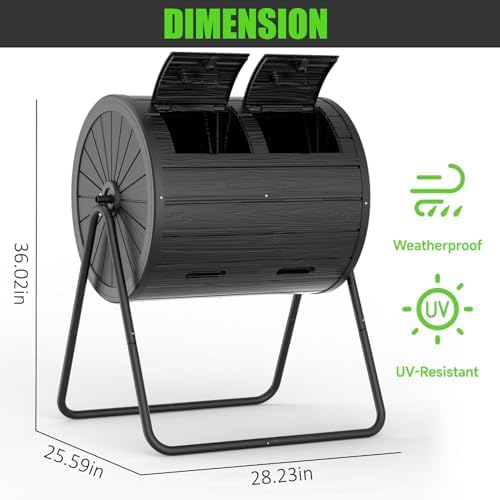 Compost Bin 43 Gallon Outdoor, Black