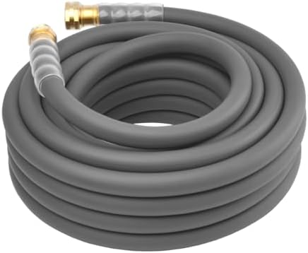 Heavy Duty Premium Garden Hose 25ft x 5/8", 300PSI Working, 1000PSI Burst, Hybrid Rubber Water Hose with Transparent Swivel Handle - Hot/Cold Water - Five Layered Braiding with Brass fittings (Grey)
