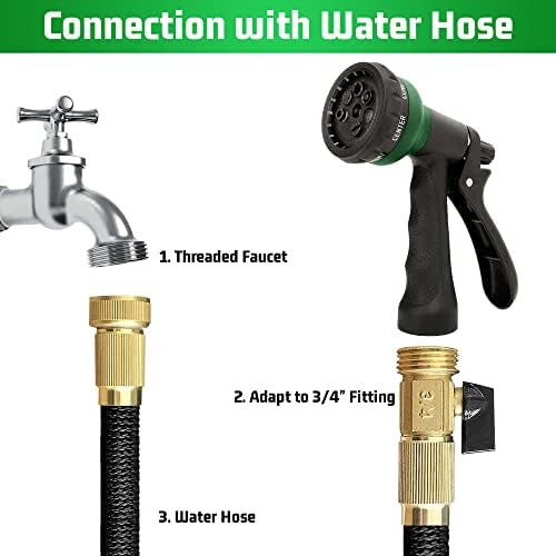 Hose Nozzle 2PK, Garden Hose Nozzle with 7 Adjustable Watering Patterns, ABS Hose Nozzle Sprayer, Non-Slip Water Spray Nozzle for Watering Plants & Lawns, Cleaning, Washing Pets & Cars