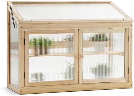 MCombo Wooden Cold Frame Garden Greenhouse Flower Planter 0160 (Natural)