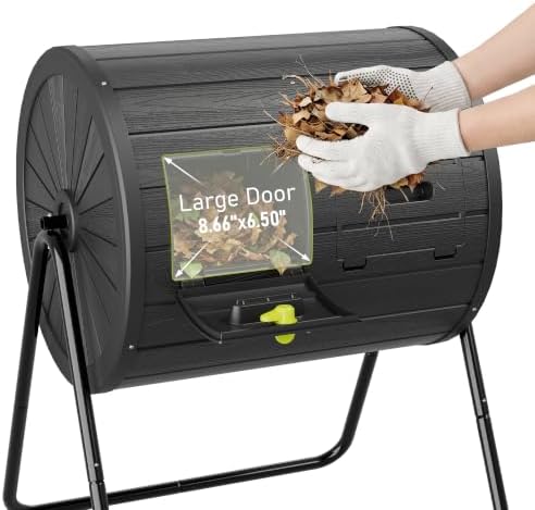 Bifanuo 45 Gallon Compost Bin,Outdooor Composting Tumbler Classic Black