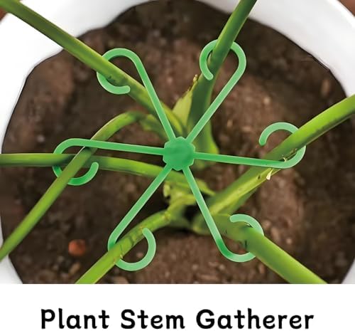 4 Pcs Plant Stem Support Reusable Plant Growth Accessories, Different Sizes Climbing Plant Stakes for Indoor Plants to Decorative (Green)