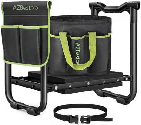AZBESTPRO Garden Kneeler and Seat with Tool Belt, Folding Gardening Stool