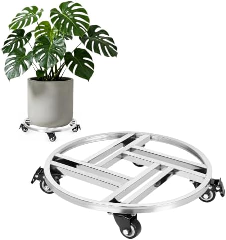 Plant Caddy with Wheels 13.8" Stainless Steel