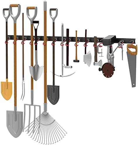 WALMANN All Metal 64 inch Wall Mount Garden Tool Organizer for Garage