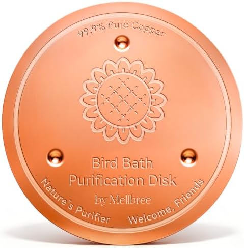Mellbree Bird Bath Copper Disc, 0.6mm 99.99% Pure Copper Help Keep Water Clean, Fits Most Outdoor Birdbaths, Bowls, Solar & Heated Units (Sunflower)