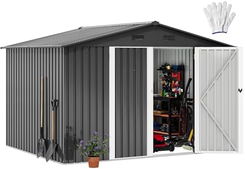 DWVO 10'x8' Large Metal Outdoor Storage Shed, Heavy Duty Tool Storage Sheds for Backyard Patio Lawn - Ideal for Bicycles, Garden Tools, and Lawn Equipment, Easy-to-Assemble, Dark Gray