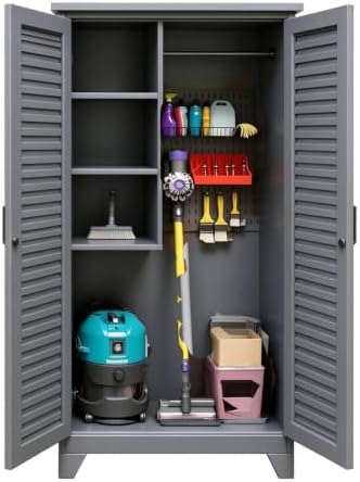Outdoor Storage Shed with Lockable Doors, Large Tool Storage Shed, Gray