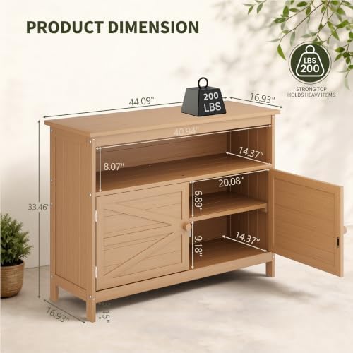 Outdoor Storage Cabinet, HIPS Potting Bench Table, Patio Sideboard