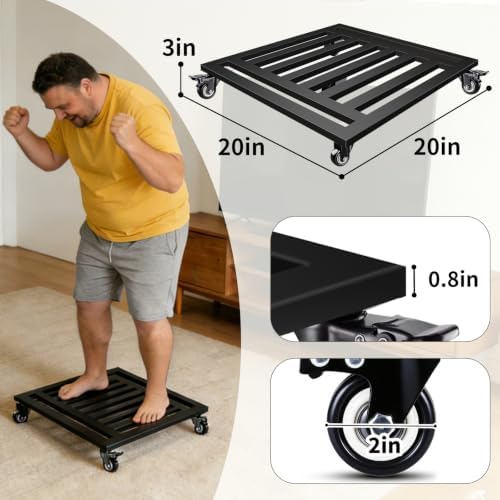 Plant Caddy with Wheels 2 Pack, 20'' Heavy Duty Large Rolling Plant Stand