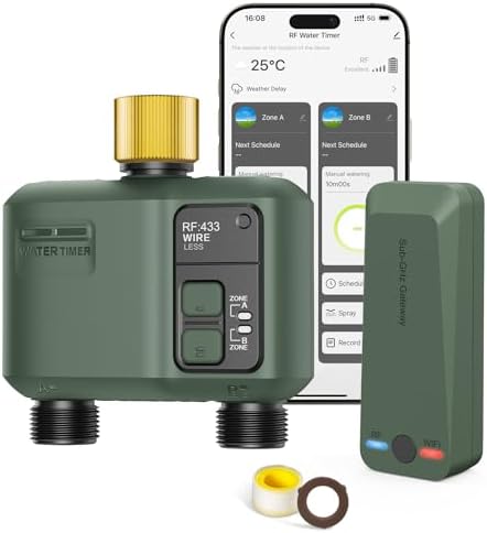 WiFi Water Timer 2 Zone for Garden Hose, Brass Inlet