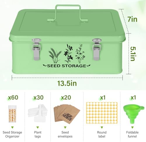 Seed Storage Box Organizer - Metal Garden Seed Storage Container Kit