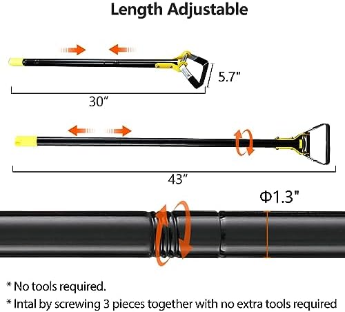 DonSail Hoe Garden Tool - Scuffle Garden Hoes for Weeding Gardening Long Handle Heavy Duty - Adjustable Weeding Loop Stirrup Hoe 30-43 Inch Black