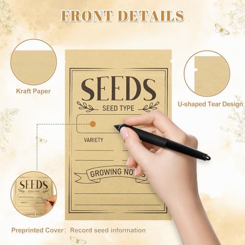150Pcs Small Seed Envelopes 2.75" x 3.74" Resealable Seed Storage Packets