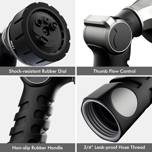 RESTMO Heavy Duty Hose Nozzle, Metal Garden Water Hose Sprayer