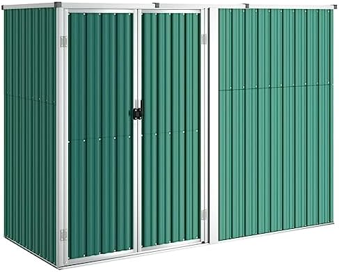 Large Grey Steel Garden Tool Shed - Outdoor Storage with Lockable Doors - Durable Garage and Backyard Organizer for Tools, Equipment, and Lawn Care Supplies