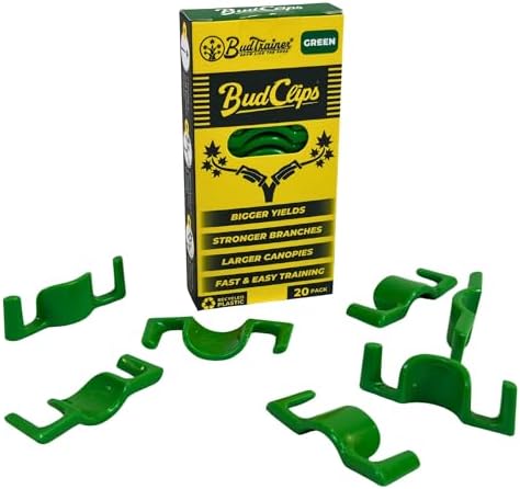 BudTrainer BudClips for Low Stress Plant Training, Green, 20-Pack