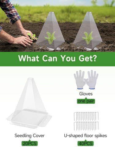 20 Pack Garden Cloches,Clear Reusable Plant Bell Covers,7.8"x11"