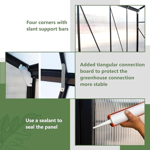 Walk-in Greenhouse for Outdoors Polycarbonate Aluminum Frame Large Garden Greenhouse with Roof Vent Lockable Door Quick Setup Structure for Backyard Patio, 100.1" L x 74.7" W x 80.4" H Black