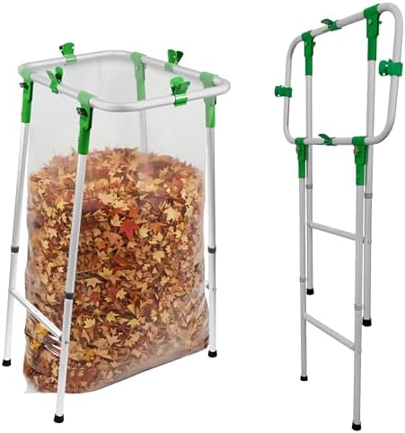 Adjustable & Foldable Leaf Bag Holder, for 33-55 Gallon Plastic & Paper Bags, No Tools Needed for Assembly, Works on Slopes, Trash Bag Stand, Yard & Lawn Cleanup, Gardening, Camping, Parties