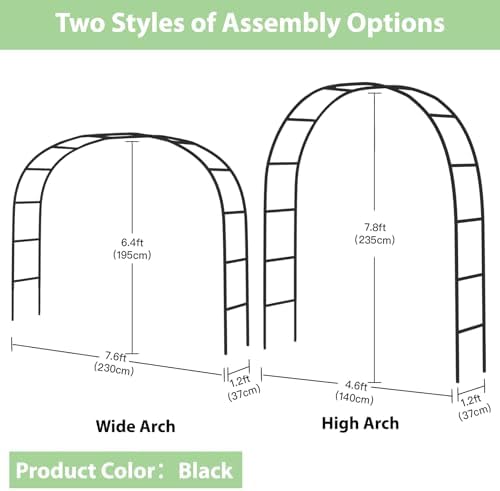 RUBFAC 7.8ft Garden Arch, Metal Trellis for Climbing Plants Outdoor