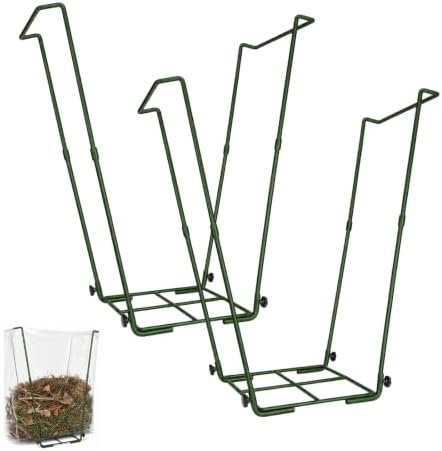 2 Pack Metal Garden Trash Bag Holder, Heavy Duty Leaf Bag Holder Stand