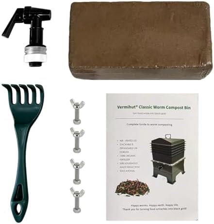 The Original VermiHut® Classic Model 5-Tray Worm Composter Bin – Indoor & Outdoor Vermicomposting System, Continuous Flow Food Waste Recycler for Organic Composting & Gardening - Dark Green